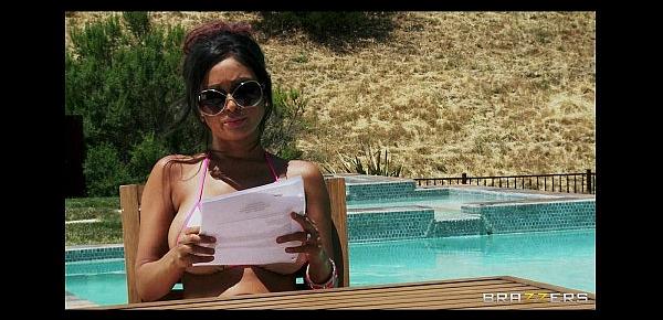  Brunette Indian girlfriend Priya Rai is fucked hard by the pool